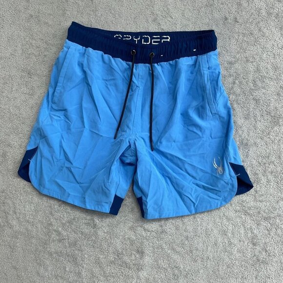 NWOT Spyder Men's S Blue Swim Shorts With Elastic Waist & Drawstring - Picture 4 of 7